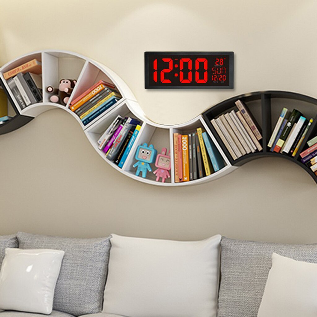 Large Digital LED Wall Clock Temperature Date Fold Out Stand EU Standard