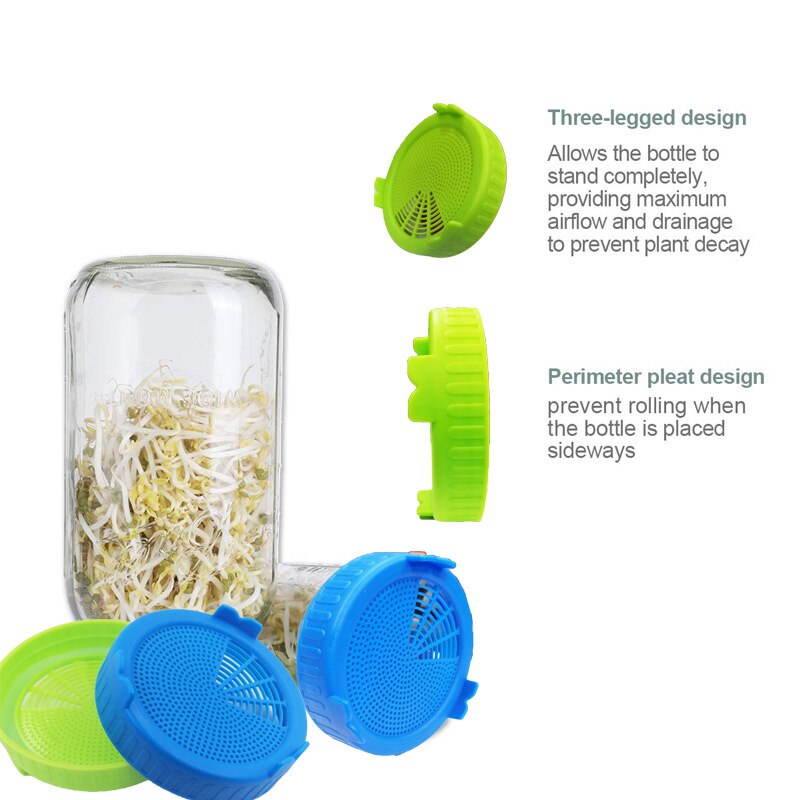 4 ou 2 Couvercle de Germination De Maille De Catégorie Comestible Germer Kit de Couverture de Culture De Semences Germination Végétale Bague D'étanchéité En Silicone Couvercle Pour Bocal à conserves