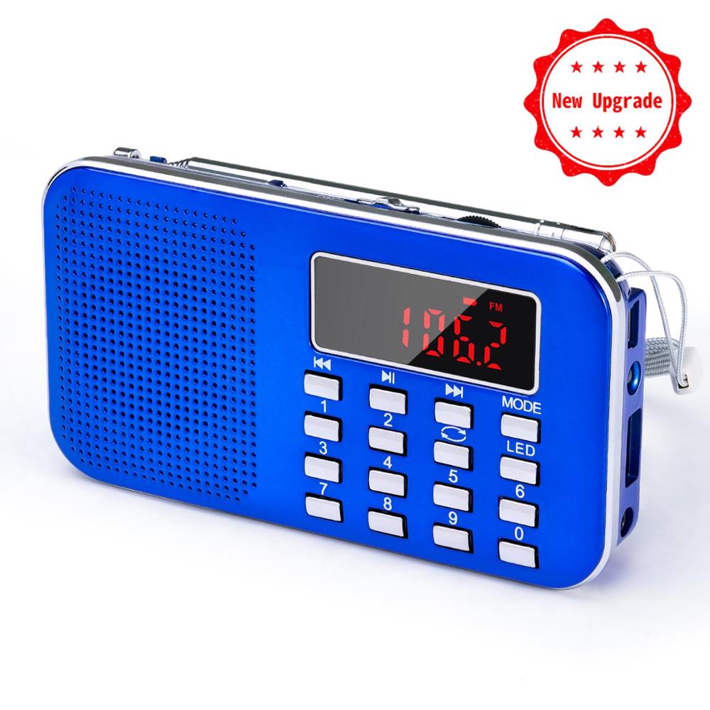 PRUNUS L-218 Mini fm radio receiver AM / FM /SD Card MP3 play Speaker USB /AUX portable Emergency radio with Led light/ antenna