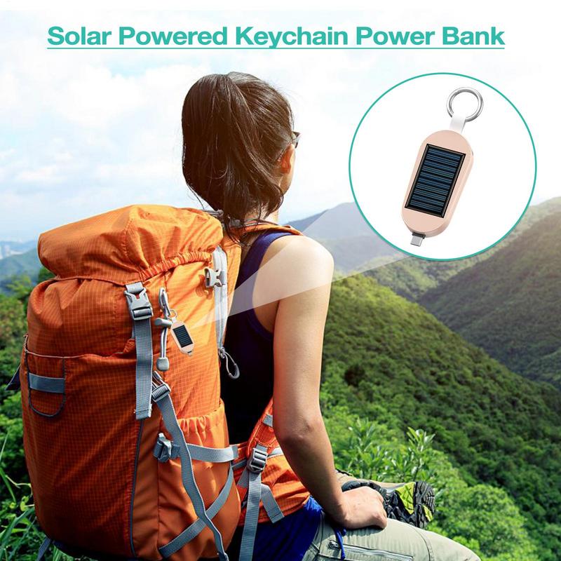Solar--Schlüsselanhänger-Ladegerät, Solar--Powerbank, schnelles Aufladen, kabelloses Ladegerät, Solar--Taschenladegeräte, externer Powerbank-Schlüsselanhänger