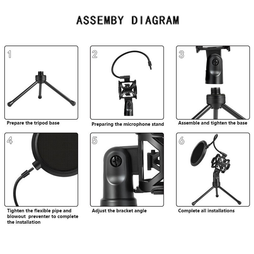 Soporte de filtro plegable Clip Stick práctico neto titular Durable micrófono Kit trípode soporte de escritorio Anti-Spray