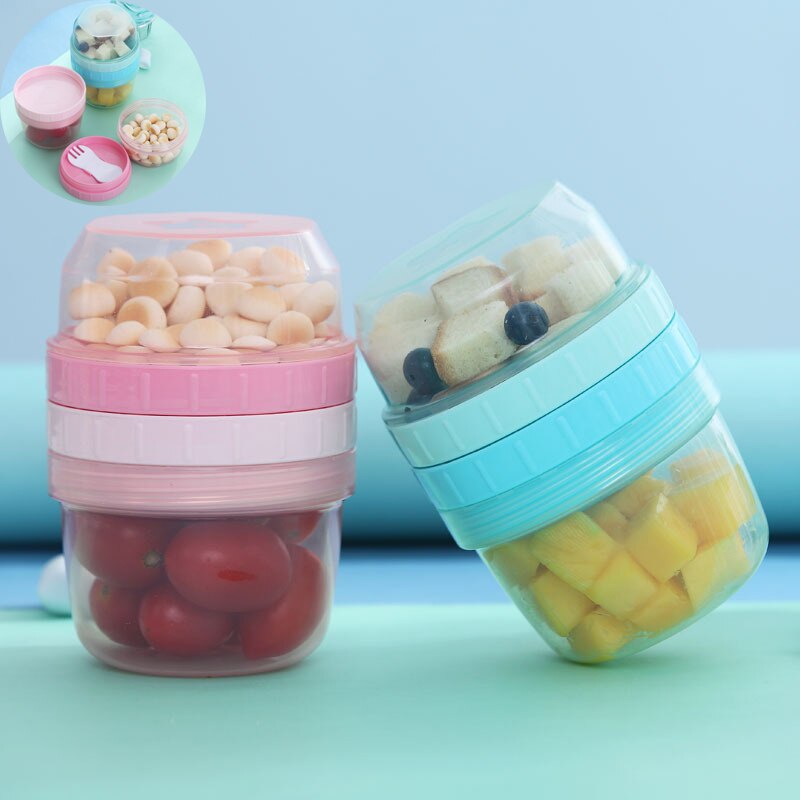 Portable Baby Food Storage Box With Lid Fork Infant Container Plastic Kids Children Feeding Storage Boxs