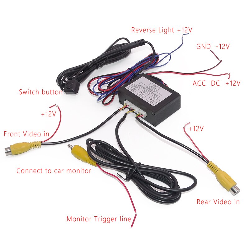 Car Reverse Camera Two Channel Switch Video Control Box Video Converter For Auto Switch Front /Side view/ Rear View Camera