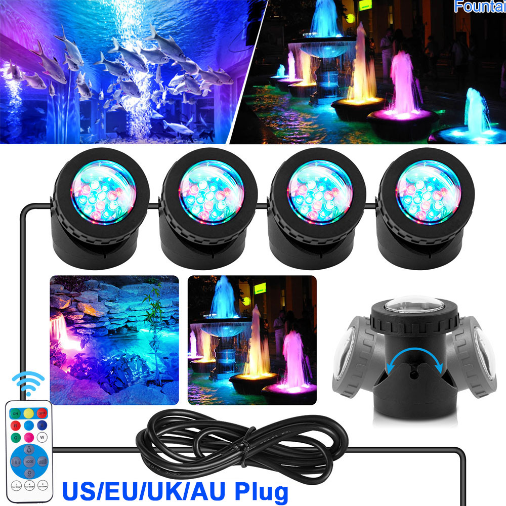 Luces LED sumergibles RGB, 1/2/3/4, impermeables IP68, fuente subacuática, punto de estanque, lámpara de paisaje de piscina regulable