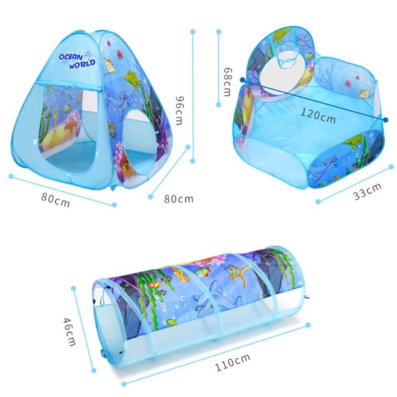 3 teile/satz Faltbare Falten Schwimmbad-Rohr-Tipi Baby Spielen Zelt Haus Tunnel Kleinkind freundlicher Krabbeln Pipeline Spiel Ozean Ball Schwimmbad