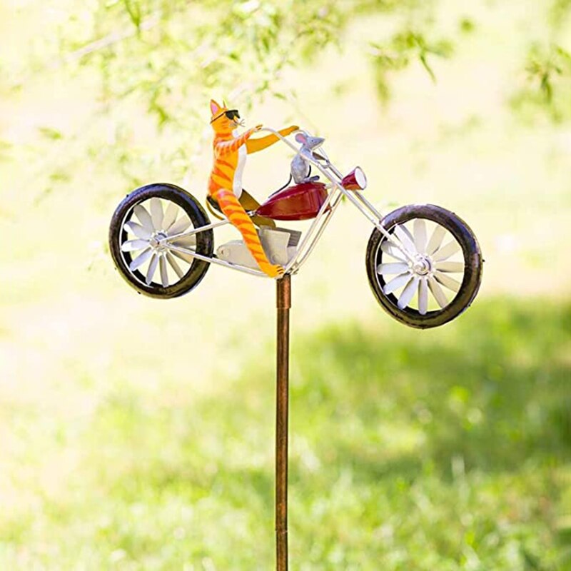 Molino de viento Vintage para bicicleta, estaca de Metal de rana para montar en moto, decoración para patio y jardín, 1 ud.