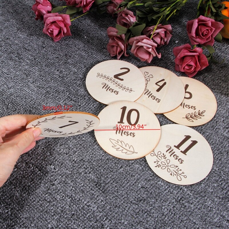 6 Stks/set Handgemaakte Baby Milestone Kaarten Pasgeboren Maandelijkse Opname Kaarten Spaans Taal Letters Bloemenprint Photocards Zuigelingen