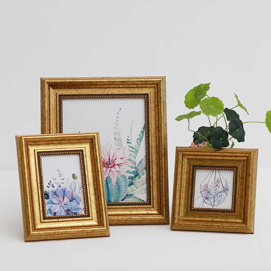 Antique Gold Photo Frame For Bedroom Memory Picture/Painting/Certificate Display,Table Frame Picture For Wedding Decorative