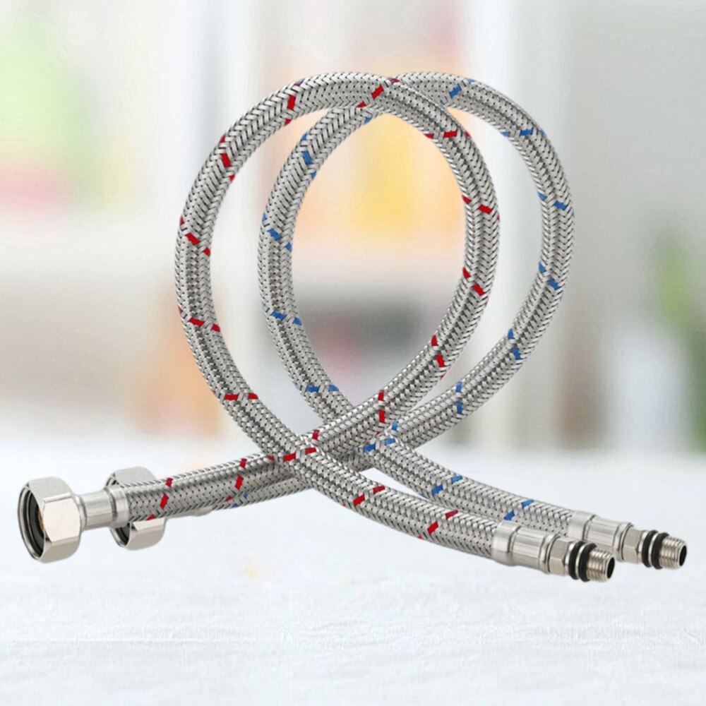 2 Stuks 80Cm Drinkwater Slang Heavy Duty Lichtgewicht Flexibele Slang Kraan Slang Connector Inlaat Rvs Wasmachine