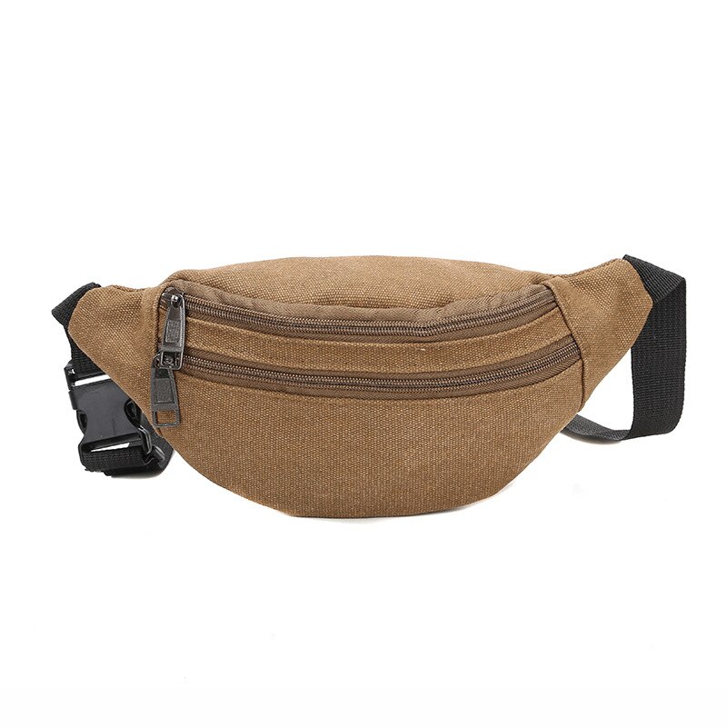 Casual Canvas Waist Bag Unisex Functional Waist Bag Mobile Phone Bag Men and Women Convenient Belt Banana Bag Fanny Pack Men: Brown A