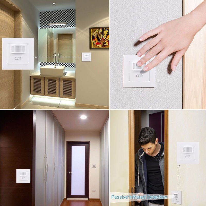 Human Body Infrared Induction Switch 220-240V/AC Home Lighting Switch Auto On / Off Pyrolysis Sensor Wall Embedded Panel Sensor