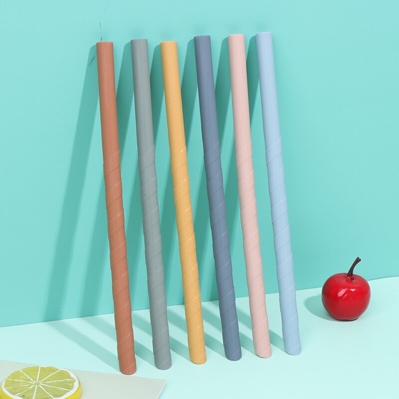 Silicone Straws Set 6 Colors Reusable Drinking Straws with 2 Cleaning Brushes