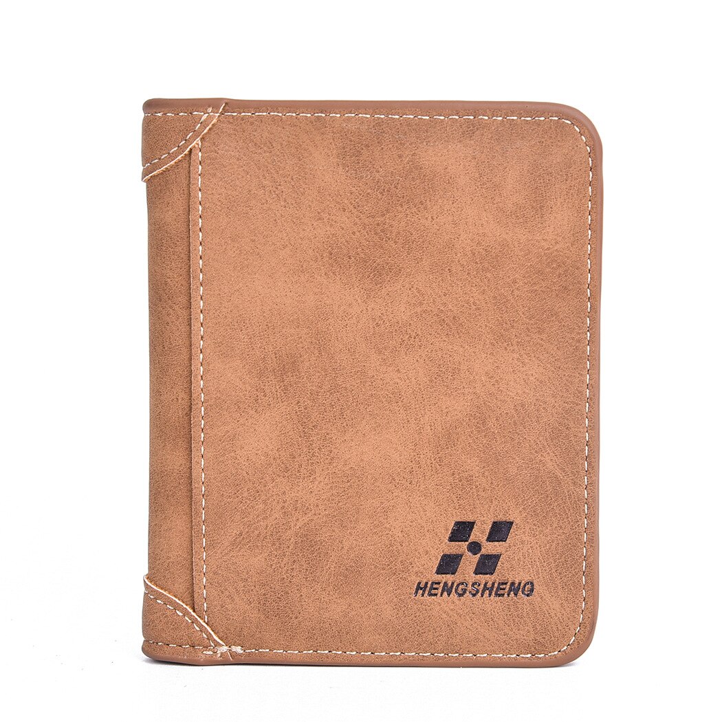 Men's Wallet Short Frosted Leather Wallet Retro Three Fold Vertical Wallet Youth Korean Multi-card Wallet Men