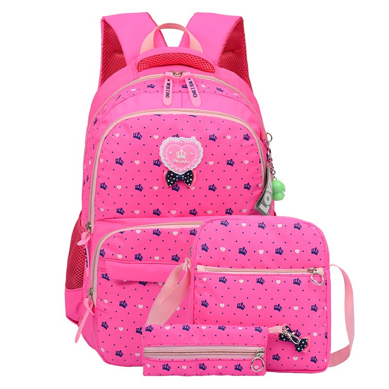 3 stks/set Crown Printing School Tassen voor Tienermeisjes Patroon Verse prinses schooltas Vrouwelijke Rugzakken mochila escolar Sac