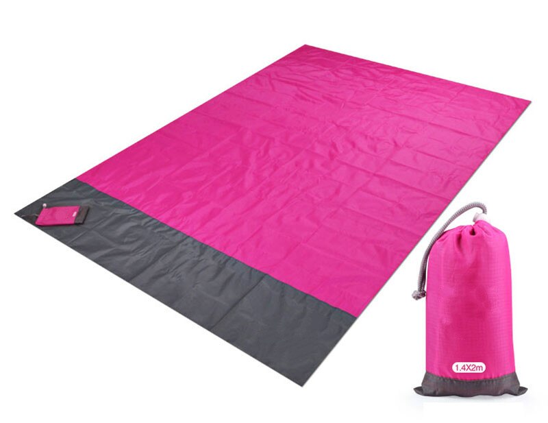 Couverture de plage à poches étanches 2x2.1 m, matelas pliant, Portable et léger, tapis de pique-nique en plein air,: rose red / 200x140cm
