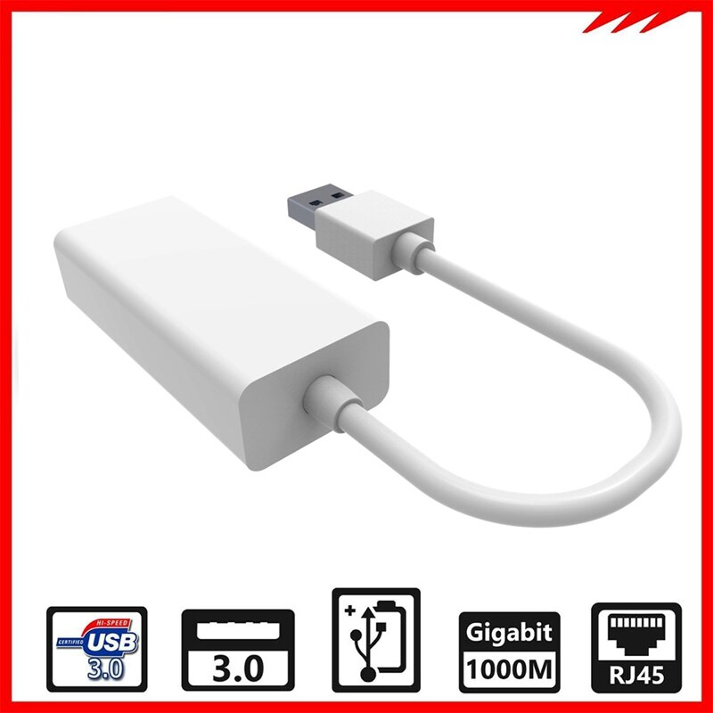 AU42-adattatore di rete USB 3.0 Gigabit Ethernet LAN RJ45 1000Mbps per PC Windows Mac