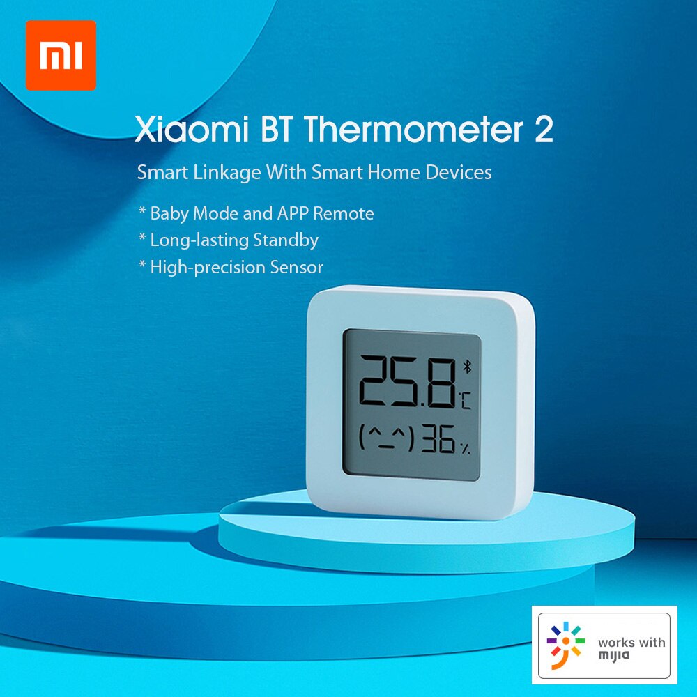 Xiaomi-termómetro Digital inteligente Bluetooth 2, higrómetro eléctrico inalámbrico, Sensor de humedad, funciona con la aplicación Mijia