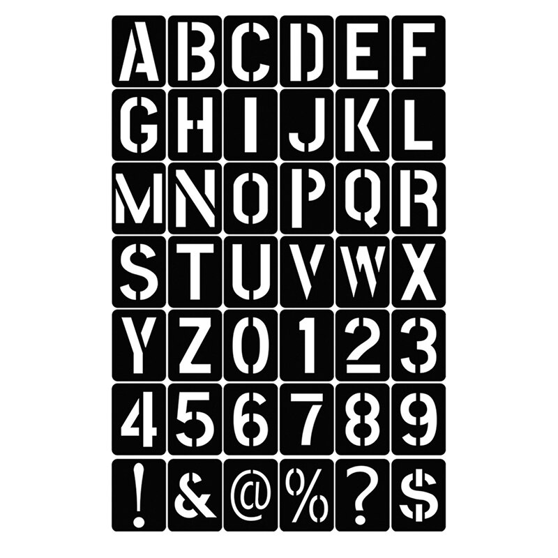 Plantilla hueca para pintura de pared, plantilla de estampado en relieve, letras, números, símbolo, PP, negro, 42 unids/set por juego