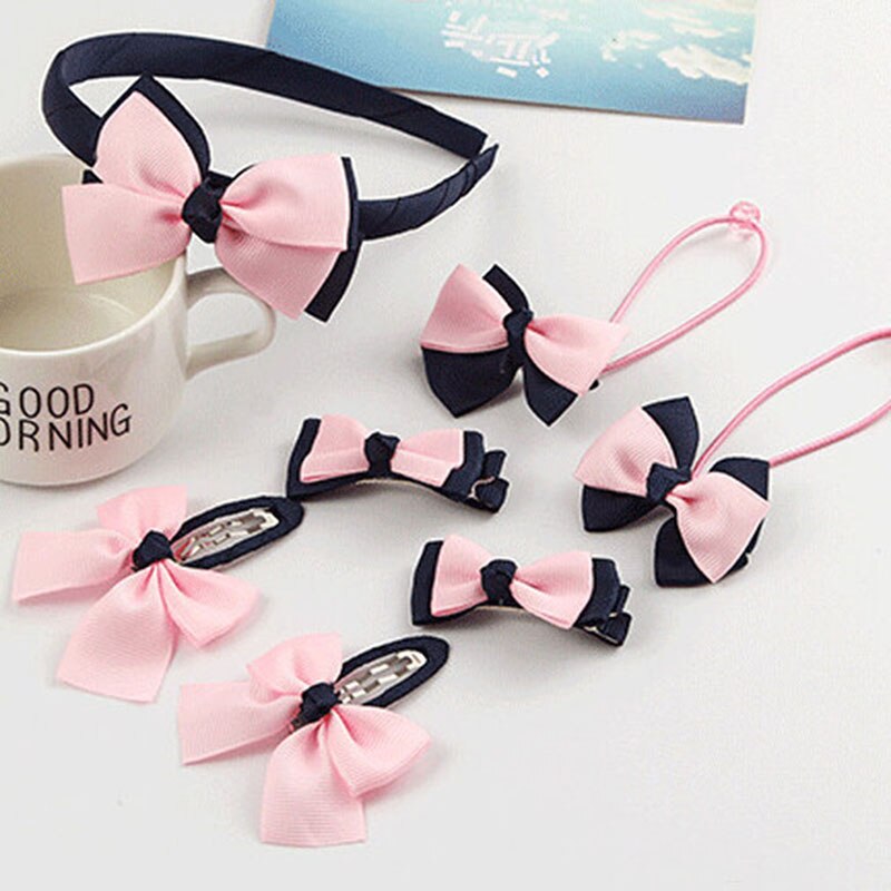 7 unids/set diadema infantil horquillas accesorios para el pelo lazo pelo diadema para niñas princesa pinzas para el pelo, tocado