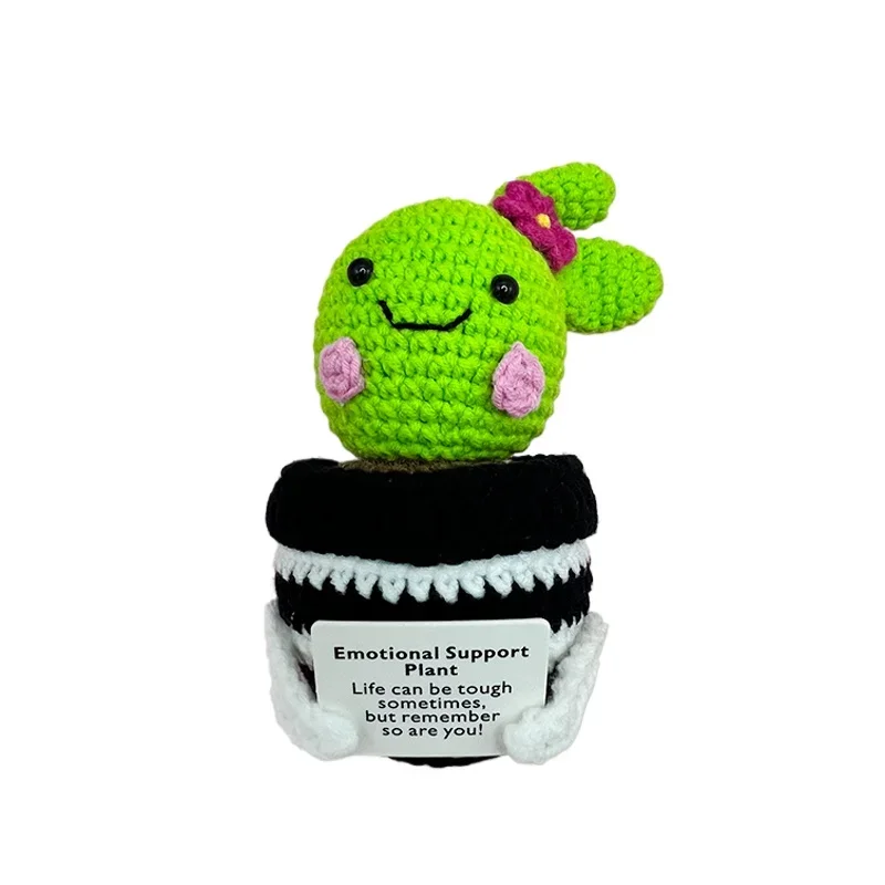 Mini lindas flores de ganchillo, rosas de Cactus hechas a mano, plantas en macetas, ramos hechos a mano, decoraciones de escritorio para el hogar