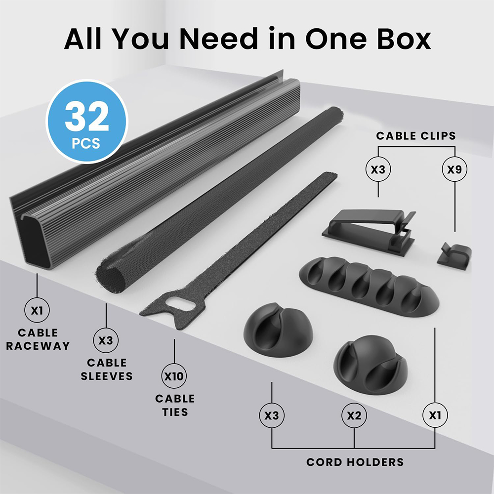 32 stuks bureau onder kabelbeheerkit snoerorganisator kabelbaan kabelhuls zelfklevende kabelclips snoerclips kabelorganizer