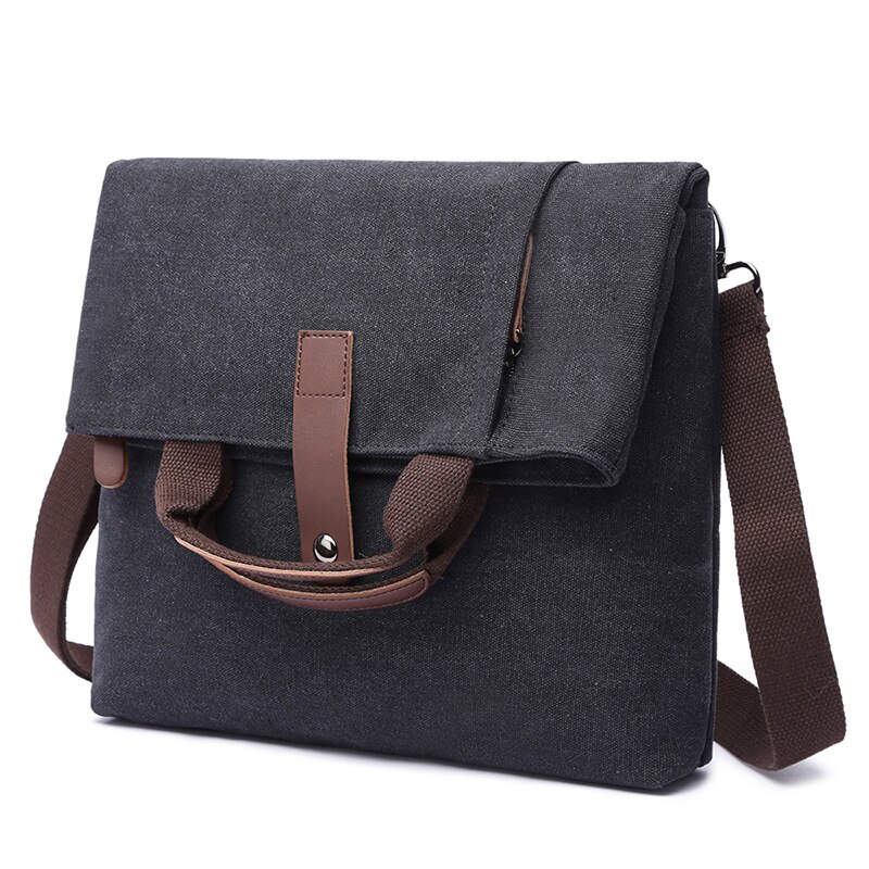 Mannen Messenger Bag Casual Schoudertas Mannen Mode Anti-Diefstal Canvas Diagonaal Tas Effen Kleur Schouder tas: Black