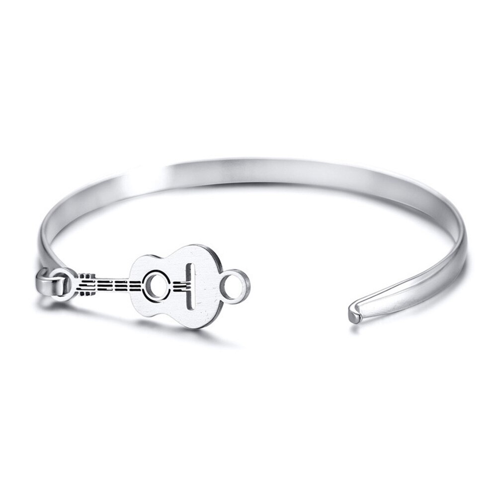 JHSL Männer ErkläSprosse Armbänder Armreifen mit Gitarre Charme Edelstahl Silber Farbe Schmuck Neue