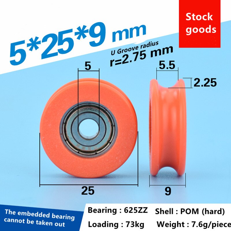 20 pièces delrin POM plastique enduit portant nylon U rainure piste guidage roulements à rouleaux poulie Peilin roue alésage taille 3 4 5 6 mm