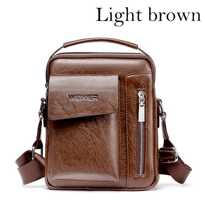 Men Briefcase Bag Business Famous Brand Leather Shoulder Messenger Bags Office Handbag 13.3 inch Laptop: B brown 1