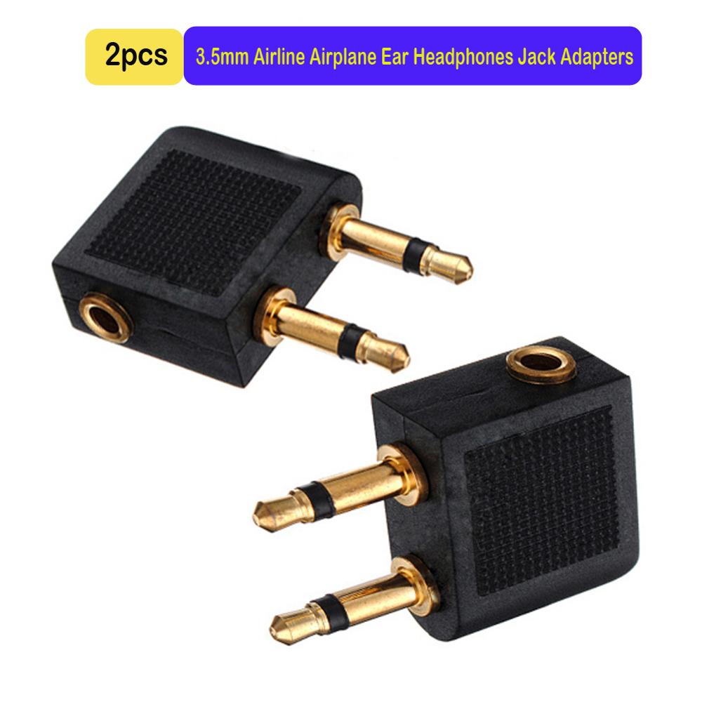 2 st/partier 3.5mm jack ljudadapter flygbolag flygplan resa resande hörlurar hörlurar headset jack adapter