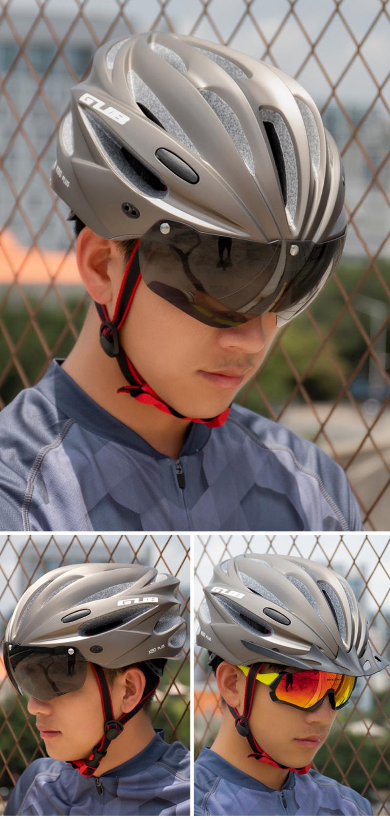 Casco de ciclismo magnético GUB K80 PLUS, Goggles17, agujeros moldeados integralmente, 58-62cm, Casco de bicicleta de carretera aerodinámico para MTB,