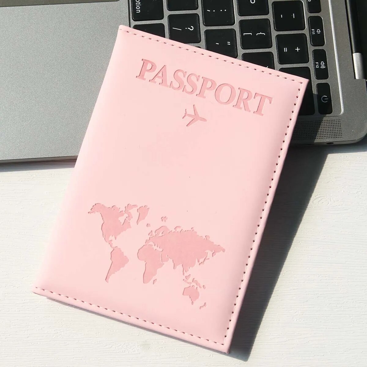 Passport Holder Map PU Passport Cover Travel Essential Cruise Must Have Passport Holders Slim and Portable for Travel: Pink
