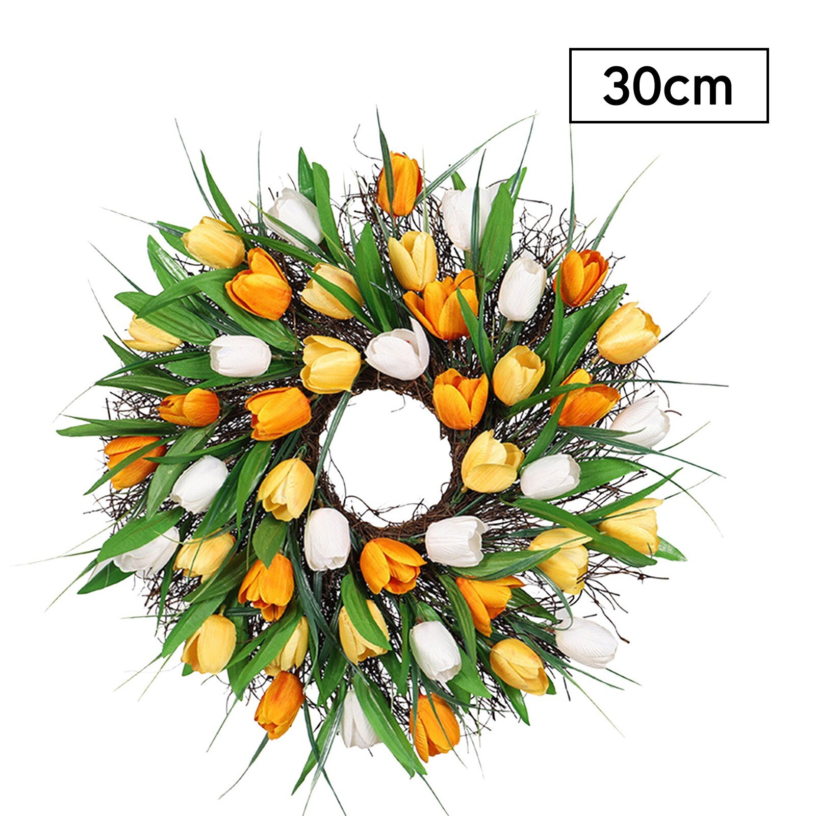 Artificial Tulip Front Door flower Wreath Pumpkin Berry Maple Leaves Party Wedding Hanging Decor flower Wreath Hanging Decor: C