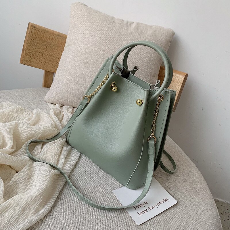 Luxury Brand Bucket Crossbody Bags Women PU Leather Female Handbag Ladies Hand Shoulder Messenger Bag: Green