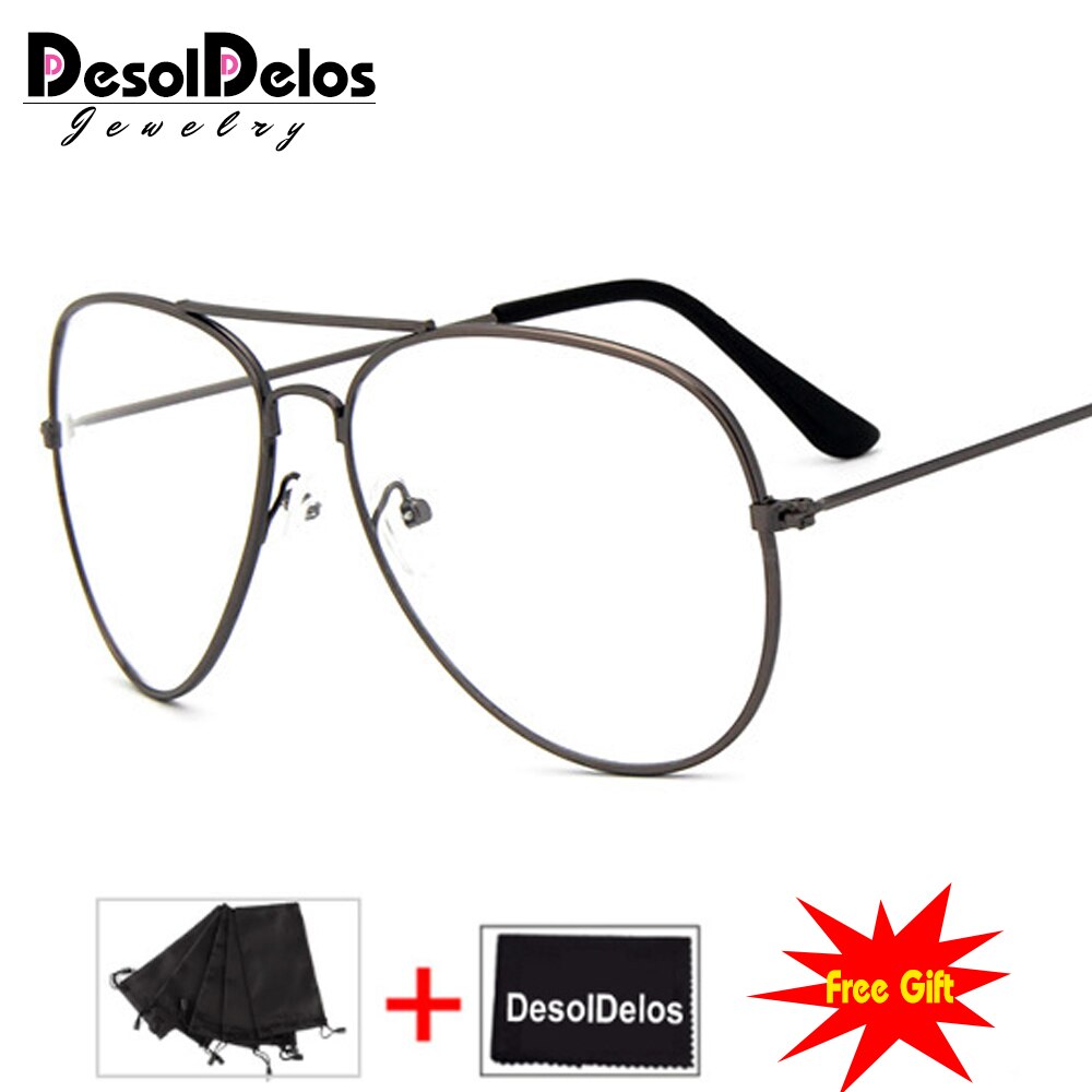 Gafas transparentes de Metal para hombre y mujer, lentes Retro doradas para miopía, montura óptica, montura transparente