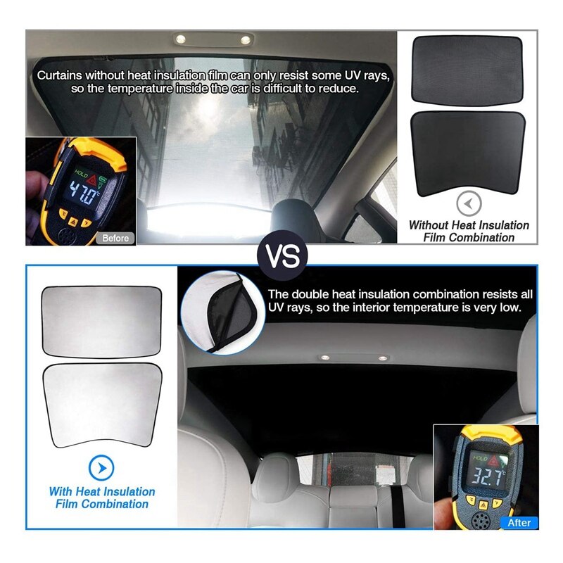 Car Front Rear Sunroof Sunshade UV Rays Protection Window Shade with Heat Insulation Film