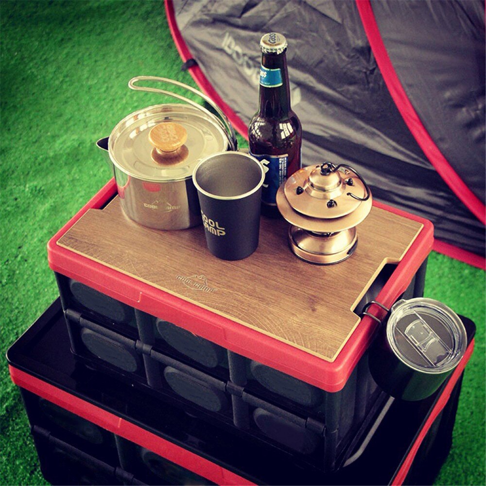 Car Trunk Storage Box Mini Multifunction Plastic Folding With Board Ourdoor Camping Self-Driving Tableware Cookware Container