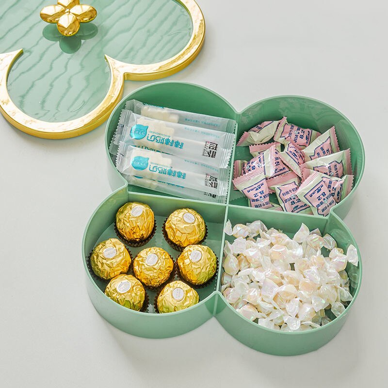 Bloem Vorm Snack Dienblad Decoratieve Plastic Verdeeld Snack Borden Kommen Voor Familie Party Candy Noten Opbergdoos Met Deksel