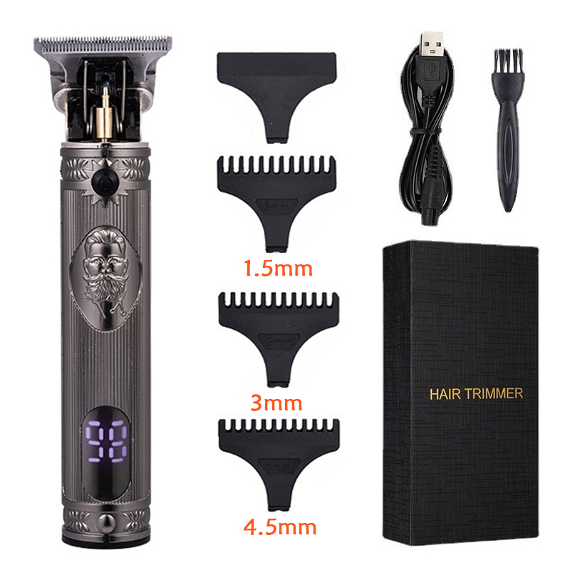 T9 Haarschneidemaschine Bart Rasieren Körper Haarschneider Schermaschinen für Herren Elektrische Männer Haarschnitt Maschine 0mm Friseur Rasierer LCD-Anzeige: Orange