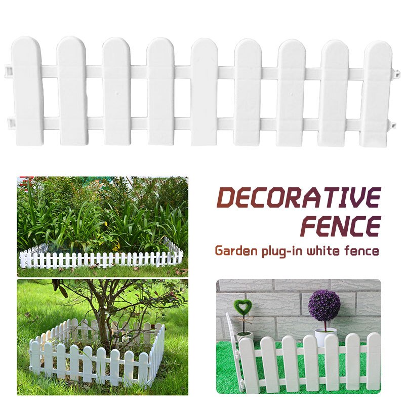 1pc 50 x 13cm hvidt plast træ hegn gårdhave indendørs have hegn børnehave blomsterhave vegetabilsk hvid indretning
