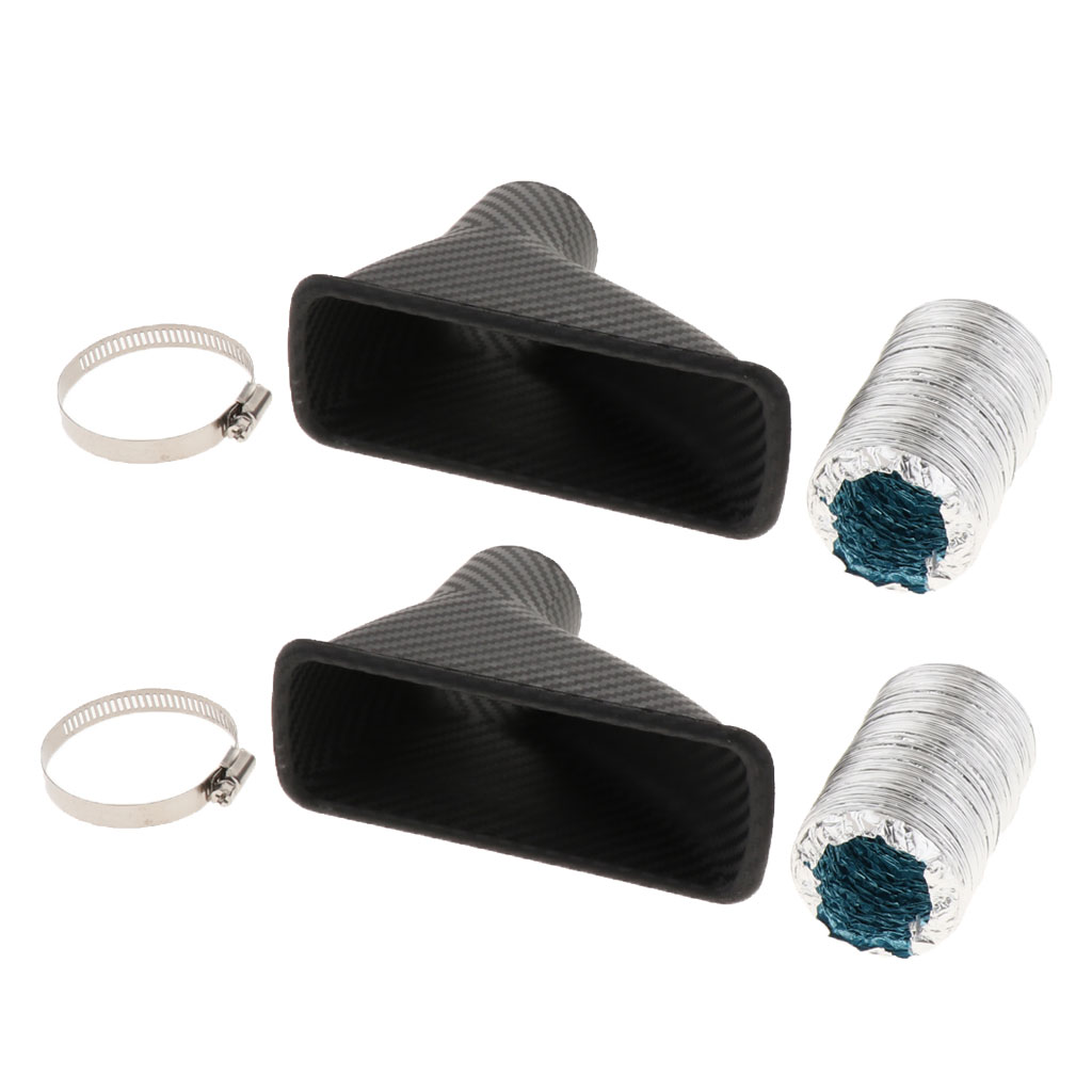 Set of 2 Air Intake Pipe, Car SUV Air Intake Pipe Kit, Front Bumper Turbo Turbine Inlet Pipe, Air Funnel Kit w/ Clamp