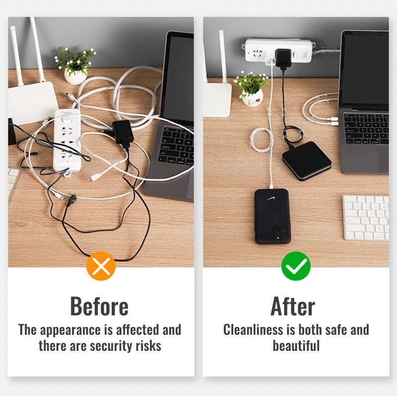 20 Pack Transparent Cable Clips Organizer Wire Holder Cord Management Self-Adhesive Cable Fixed Clamp Easy to Use