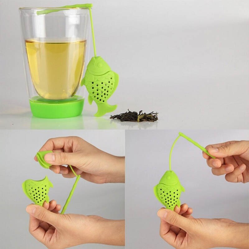 Køkkenudstyr te infuser te si giftfri 1 stk tekande tilbehør fiskeformet silikone tepose