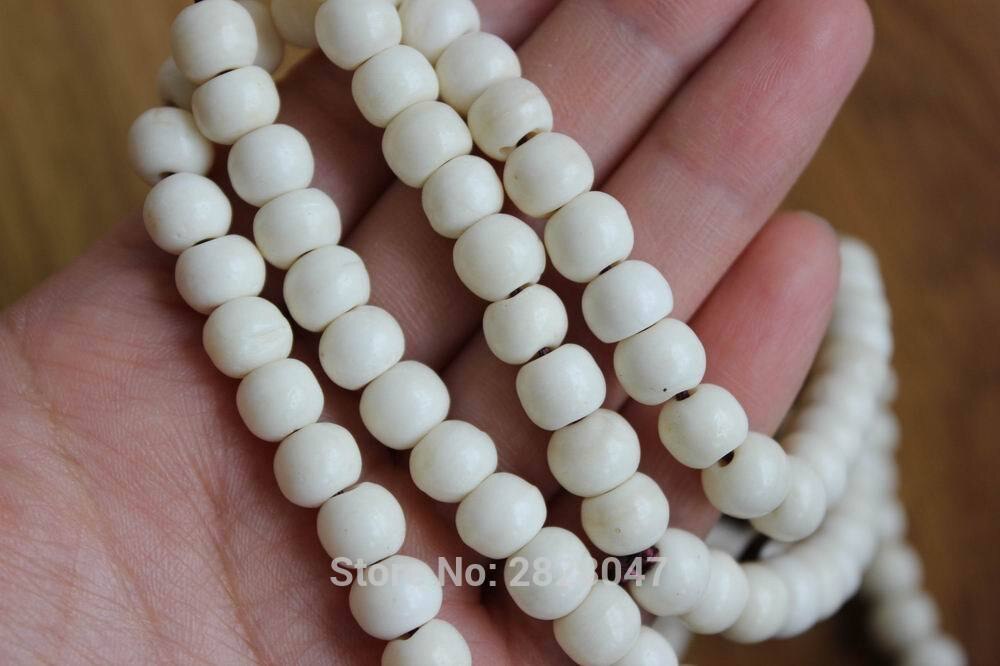 ML140 Ethnic Tibetan 108 Beads White Yak Bone Rosary 8mm Tibet Buddhist Bone Prayer Beads Mala Necklace Bracelets