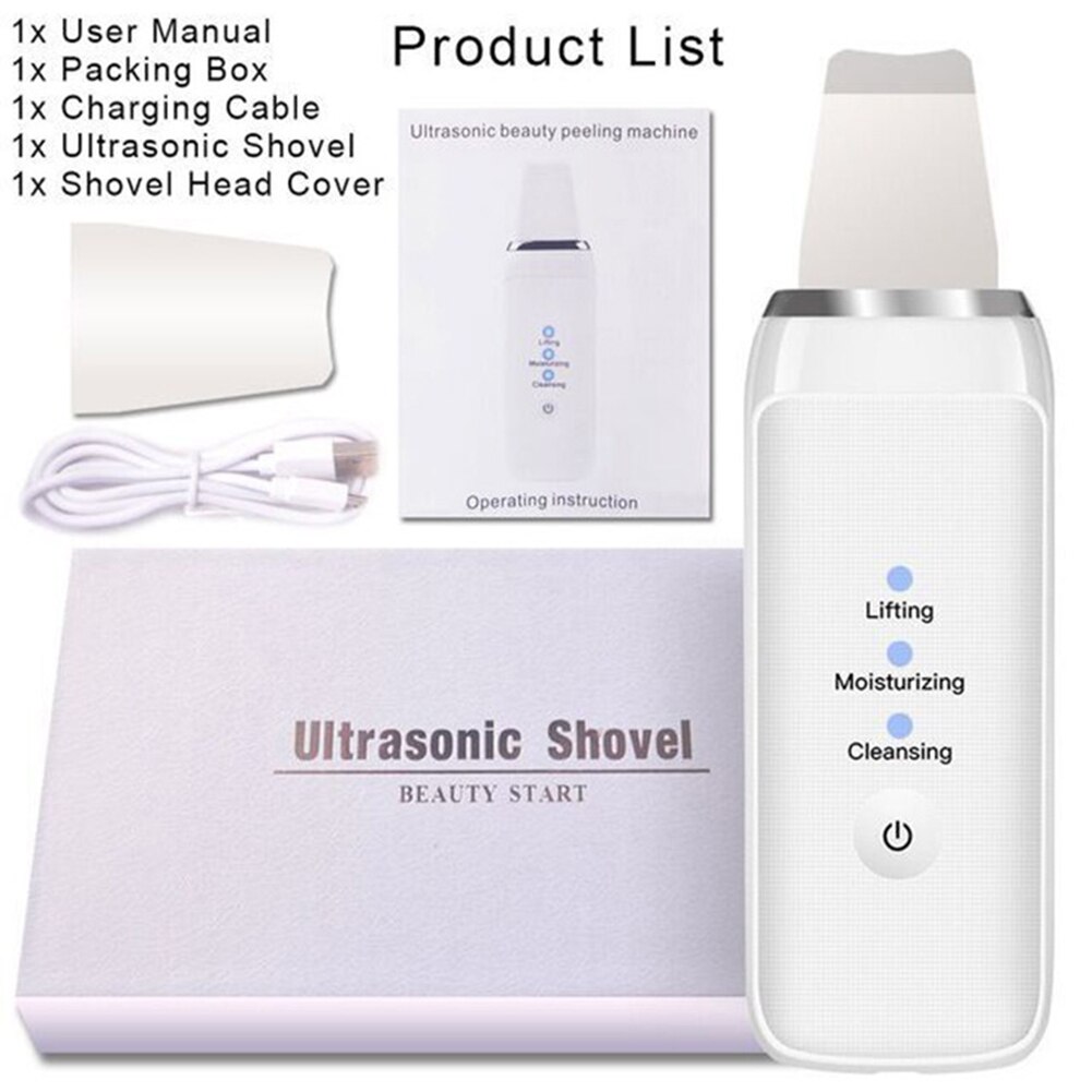 Ultrasonic Skin Scrubber Acne Blackhead Removal Face Cleaning Exfoliating Peeling Spatula Face Skin Scrubber Lift Machine: Default Title