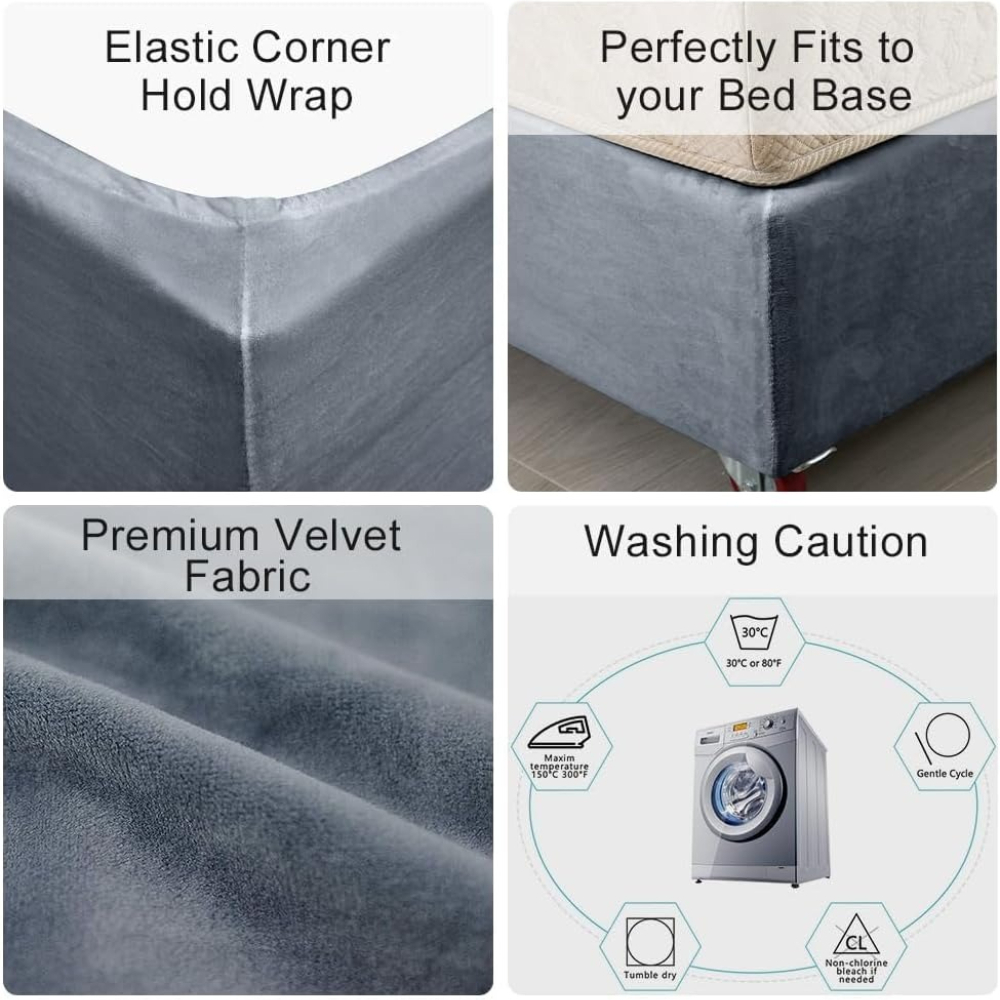 29cm Deep Base Wrap Valance Sheet Faux Suede Bed Base Covers Solid Color Soft Upholstery Easy Fit Old Bed Body Protection