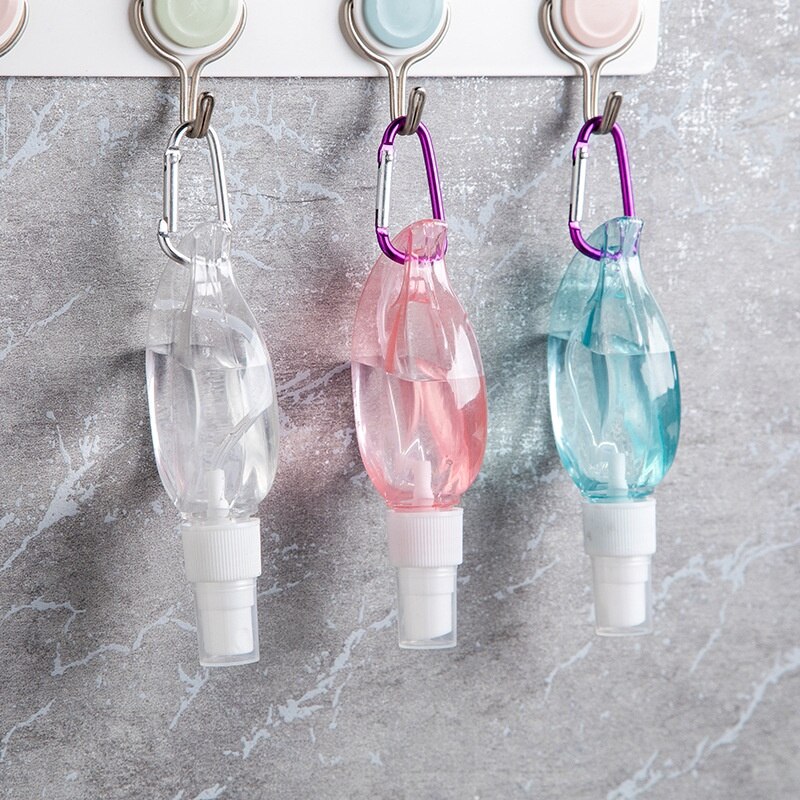 50ML Portable Plastic Spray Bottle with Keychain Leaf Shape Leakproof Refillable Container Alcohol Sanitizer Spray Container