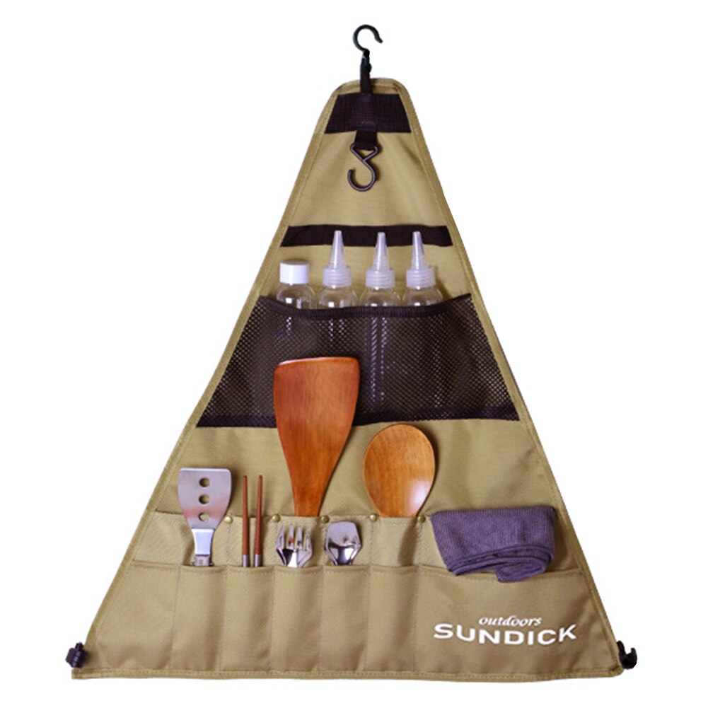 Sundick 900d oxford klut bærbar utendørs camping piknik servise oppbevaringspose hengbar bestikk organisator camping bag: Trekant stor