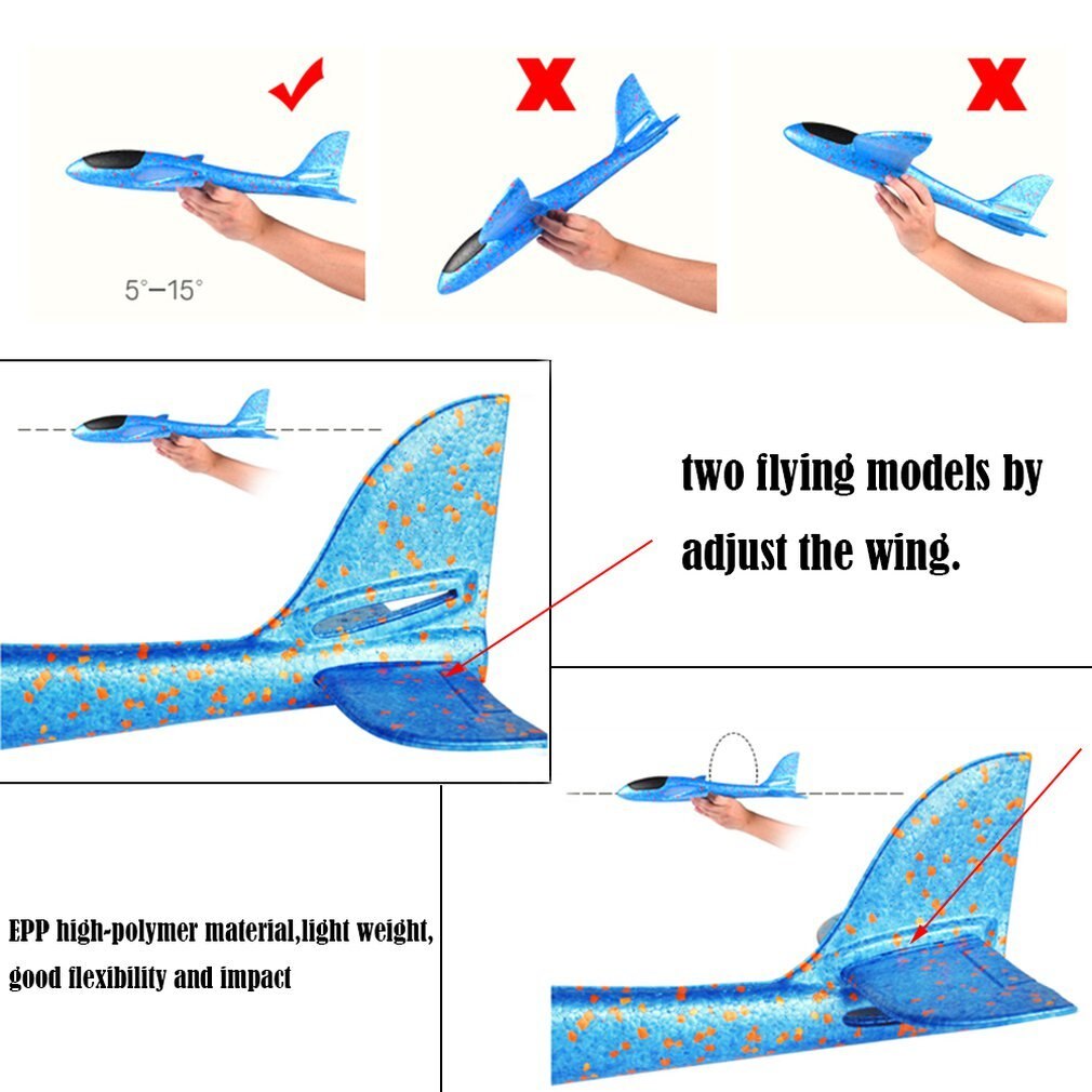 50CM Big Foam Plane Glider Hand Throw Airplane Light Inertial Bubble Planes EPP Outdoor Launch Kids Toys for Children Boys