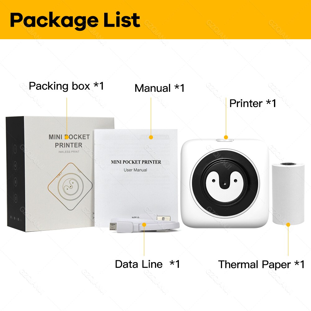 304DPI Photo Printer Bluetooth Wireless Connected Via Phone Free App For Android and iOS Mini Pocket Thermal Printer 300DPI